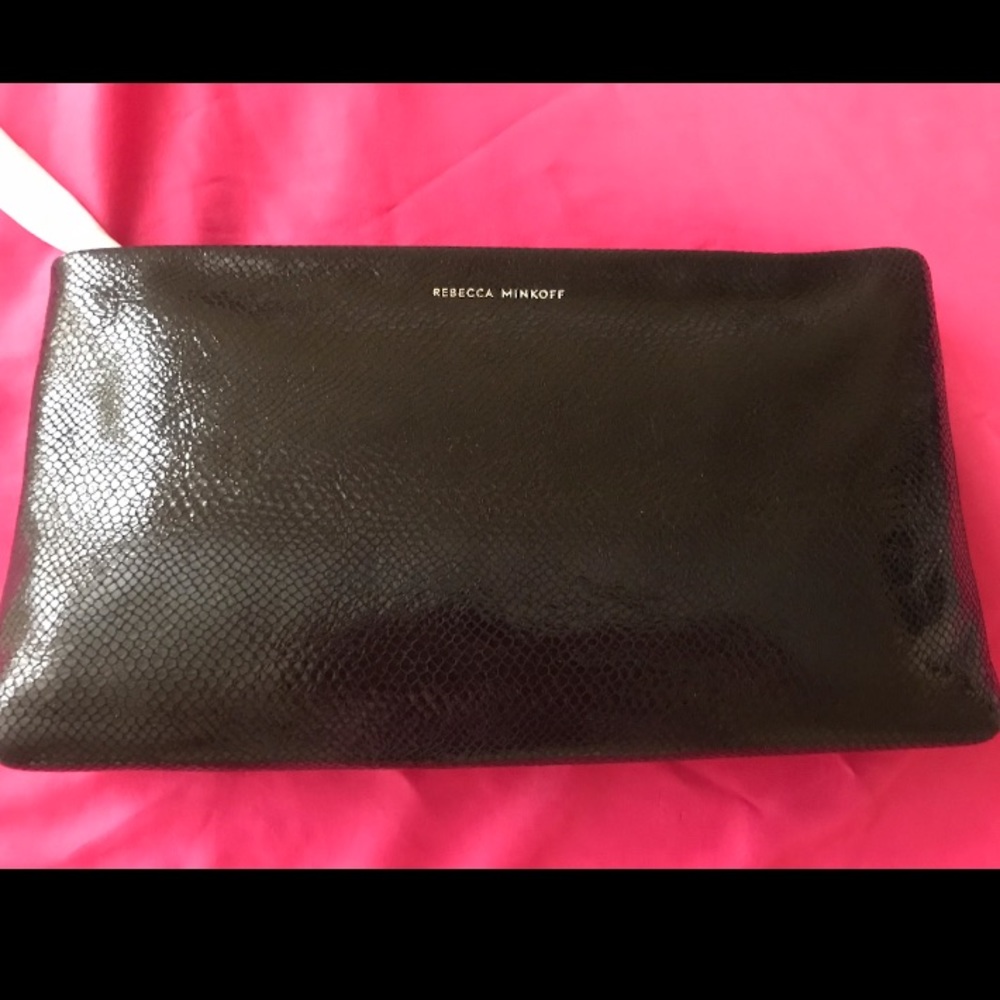 Rebecca Minkoff croc embossed leather clutch 🖤